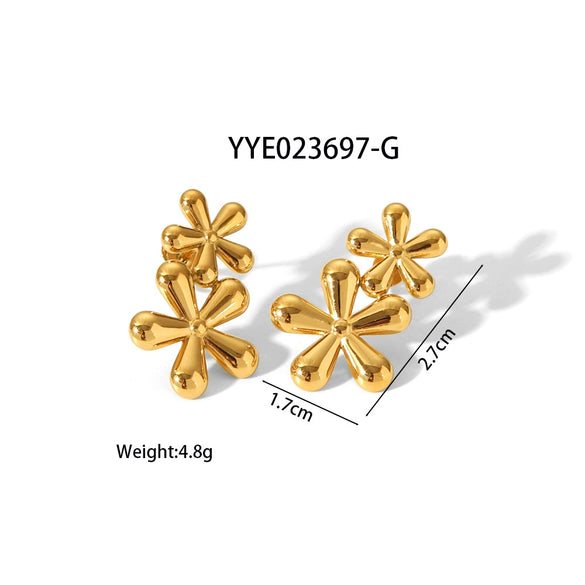 Wholesale Simple Flower Titanium Steel And Stainless Steel Earrings With Pvd Furnace Real Gold Electroplating For Women