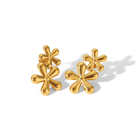 Wholesale Simple Flower Titanium Steel And Stainless Steel Earrings With Pvd Furnace Real Gold Electroplating For Women