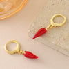 Wholesale Simple Food Series Copper 18K Gold Plated Chili Pendant Earrings For Women