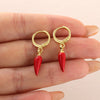 Wholesale Simple Food Series Copper 18K Gold Plated Chili Pendant Earrings For Women