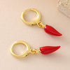 Wholesale Simple Food Series Copper 18K Gold Plated Chili Pendant Earrings For Women