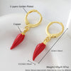 Wholesale Simple Food Series Copper 18K Gold Plated Chili Pendant Earrings For Women