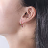 Wholesale Simple Fresh Square Red Zircon S925 Sterling Silver Earrings Geometric Style