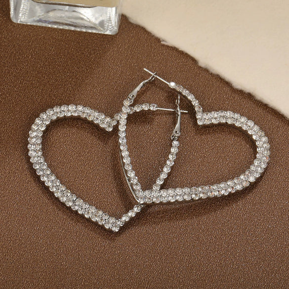Wholesale Simple Geometric Alloy Earrings With Diamond Hollow Design And Electroplating For Women