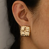 Wholesale Simple Geometric Alloy Earrings With Diamond Hollow Design And Electroplating For Women