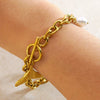 Wholesale Simple Geometric Animal Zodiac Stainless Steel Electroplated Fishtail Pearl Ot Buckle Bracelet For Women