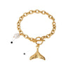 Wholesale Simple Geometric Animal Zodiac Stainless Steel Electroplated Fishtail Pearl Ot Buckle Bracelet For Women