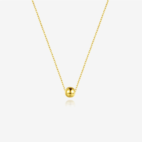 Wholesale Simple Geometric Ball Design 925 Sterling Silver Clavicle Chain Necklace With Hanging Beads And Electroplating Treatment