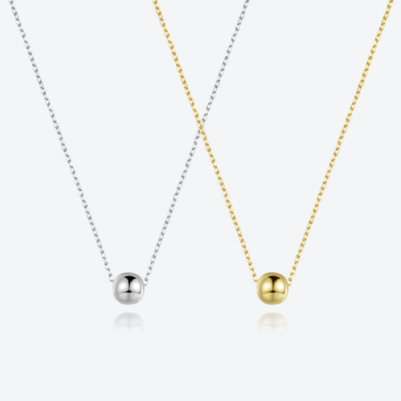 Wholesale Simple Geometric Ball Design 925 Sterling Silver Clavicle Chain Necklace With Hanging Beads And Electroplating Treatment