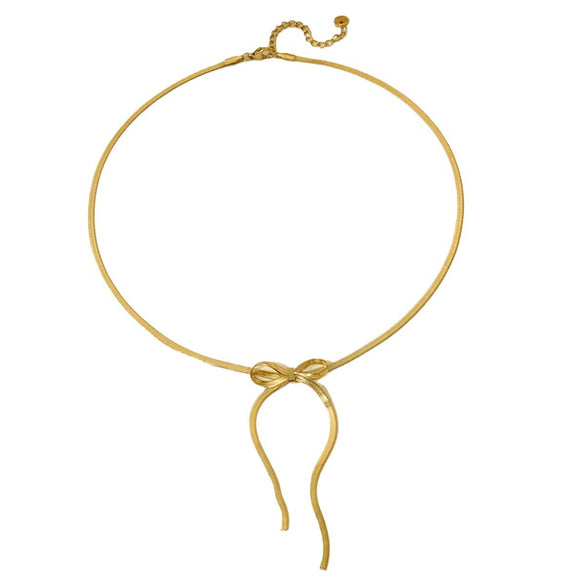 Wholesale Simple Geometric Bow Design Electroplated Titanium Steel Snake Bone Chain Bracelet For Women