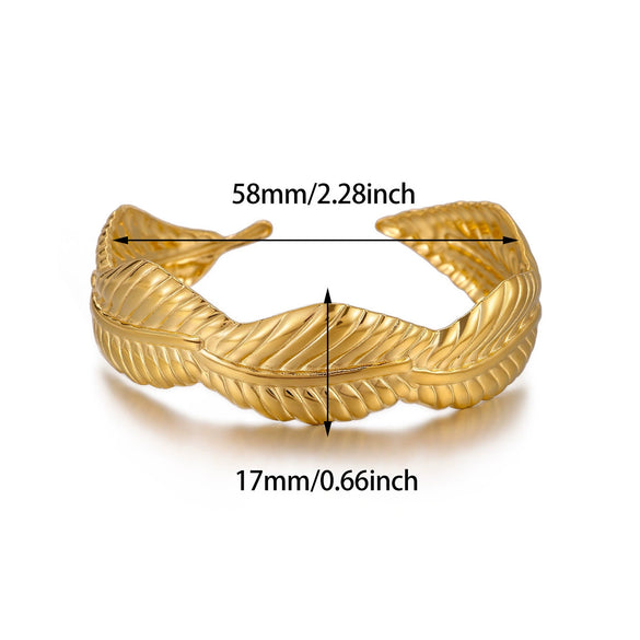 Wholesale Simple Geometric Circle Stainless Steel Gold Electroplated Doublelayer Glossy Metallic Opening Adjustable Bracelet
