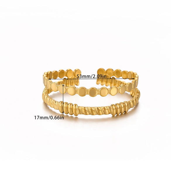 Wholesale Simple Geometric Circle Stainless Steel Gold Electroplated Doublelayer Glossy Metallic Opening Adjustable Bracelet