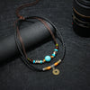 Wholesale Simple Geometric Coin Pendant Necklace Jewelry With Alloy Pendant Cowhide Wax Rope Weaving Chain And Polishing Treatment For Unisex