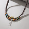 Wholesale Simple Geometric Coin Pendant Necklace Jewelry With Alloy Pendant Cowhide Wax Rope Weaving Chain And Polishing Treatment For Unisex