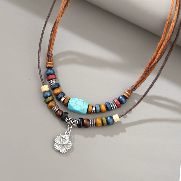 Wholesale Simple Geometric Coin Pendant Necklace Jewelry With Alloy Pendant Cowhide Wax Rope Weaving Chain And Polishing Treatment For Unisex