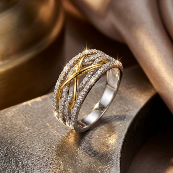 Wholesale Simple Geometric Copper Electroplated Figure Eight Ring Unisex Accessories