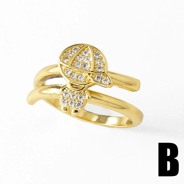 Wholesale Simple Geometric Copper Ring Electroplated With 18K Gold And Full Zircon For Boys And Girls