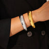 Wholesale Simple Geometric Crescentshaped Cshaped Open Cast Glossy Electroplated Titanium Steel Bracelet For Women