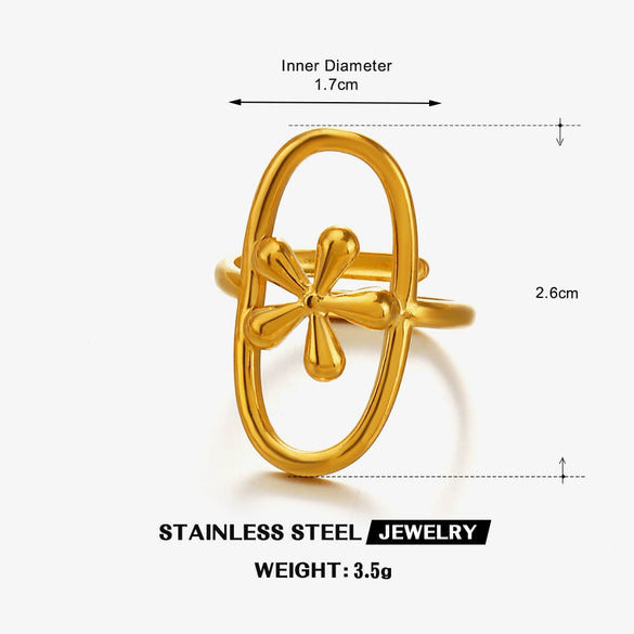 Wholesale Simple Geometric Cross Open Ring For Women Stainless Steel Electroplated