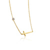 Wholesale Simple Geometric Design Electroplated Titanium Steel Cross Zircon O Word Chain Necklace For Women