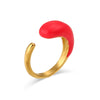 Wholesale Simple Geometric Electroplated Stainless Steel Water Drop Glossy Adjustable Twoended Opening Ring For Women
