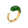 Wholesale Simple Geometric Electroplated Stainless Steel Water Drop Glossy Adjustable Twoended Opening Ring For Women