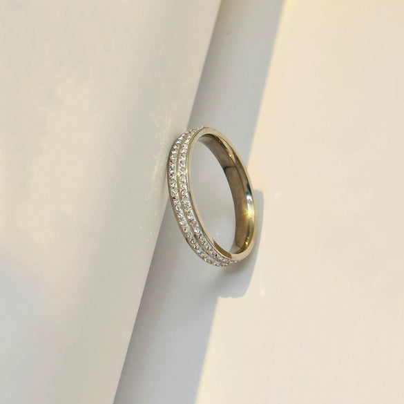 Wholesale Simple Geometric Electroplated Titanium Steel Couple Ring Jewelry For Men And Women