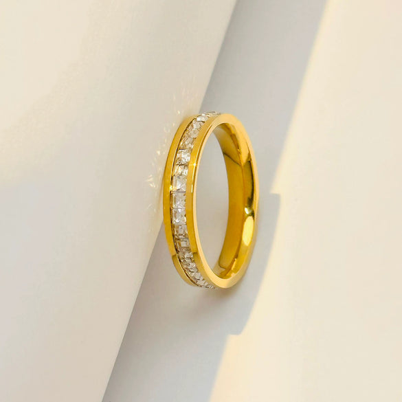 Wholesale Simple Geometric Electroplated Titanium Steel Couple Ring Jewelry For Men And Women