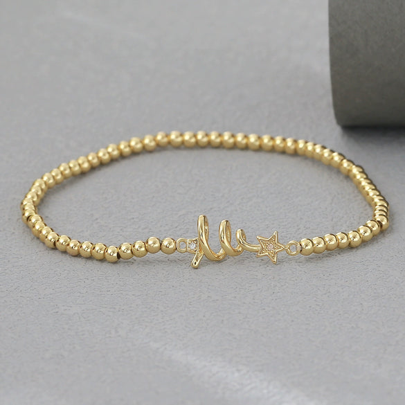 Wholesale Simple Geometric Festival Elements Goldplated Copper Bead Bracelet Set Unisex