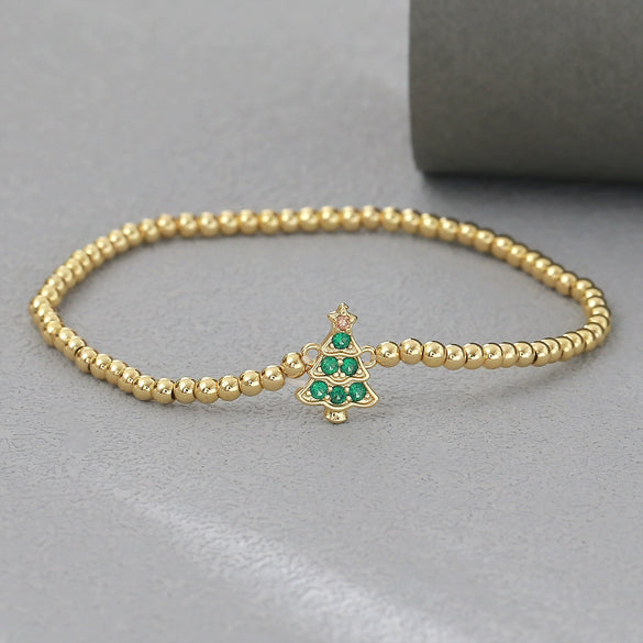 Wholesale Simple Geometric Festival Elements Goldplated Copper Bead Bracelet Set Unisex