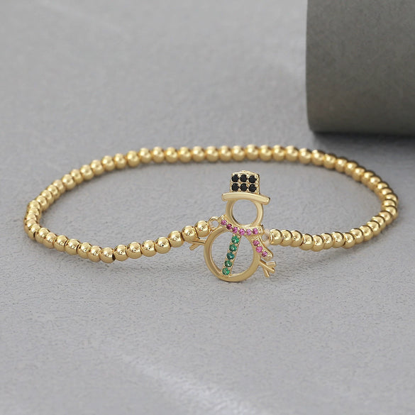 Wholesale Simple Geometric Festival Elements Goldplated Copper Bead Bracelet Set Unisex