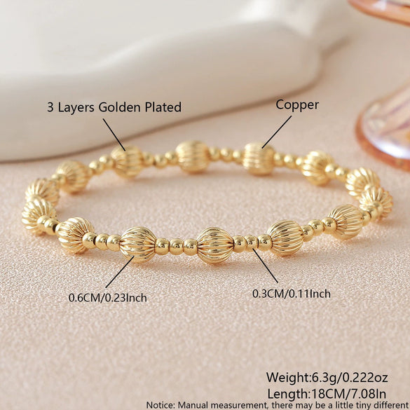 Wholesale Simple Geometric Festival Elements Goldplated Copper Bead Bracelet Set Unisex