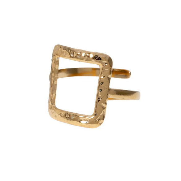 Wholesale Simple Geometric Gold Electroplated Stainless Steel Ring Hand Jewelry For Women