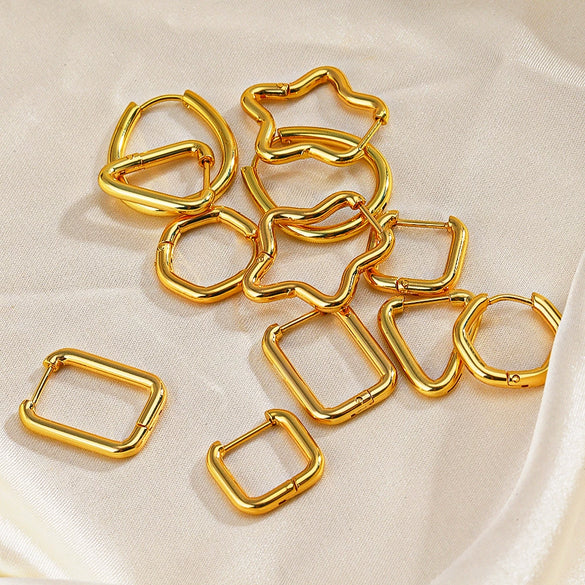 Wholesale Simple Geometric Gold Plated Stainless Steel Earrings For Ladies