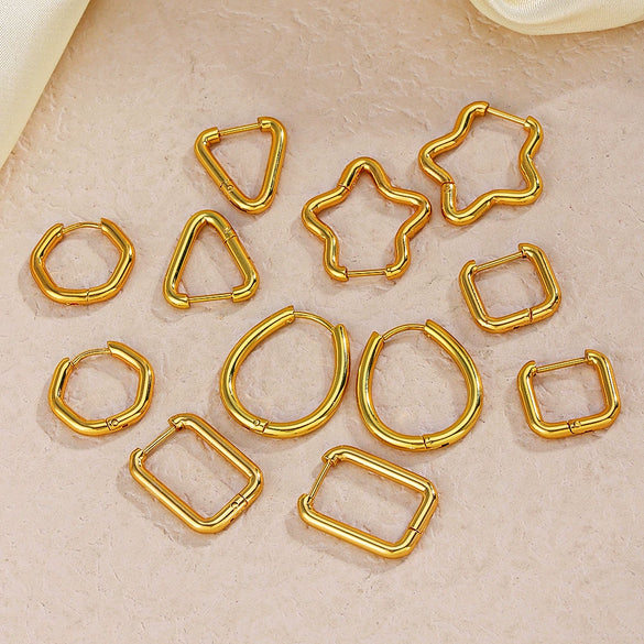 Wholesale Simple Geometric Gold Plated Stainless Steel Earrings For Ladies