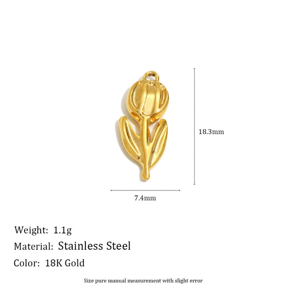 Wholesale Simple Geometric Heart Shape Stainless Steel Vacuum Plated Star And Moon Tulip Pendant Jewelry Accessories