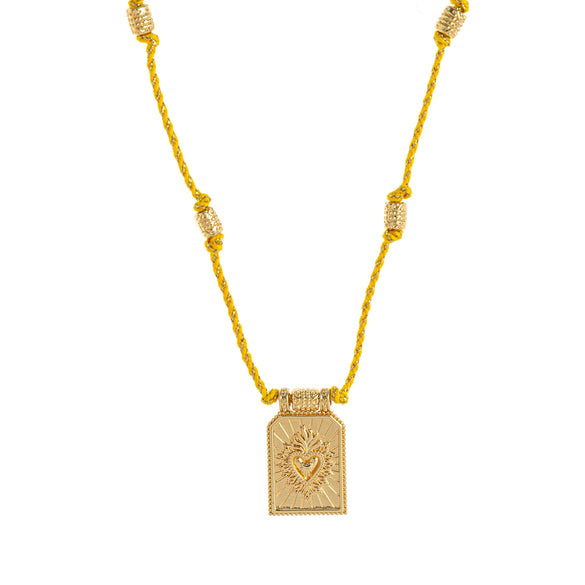 Wholesale Simple Geometric Heart Shaped Copper Goldplated Tarot Card Pendant Necklace For Unisex