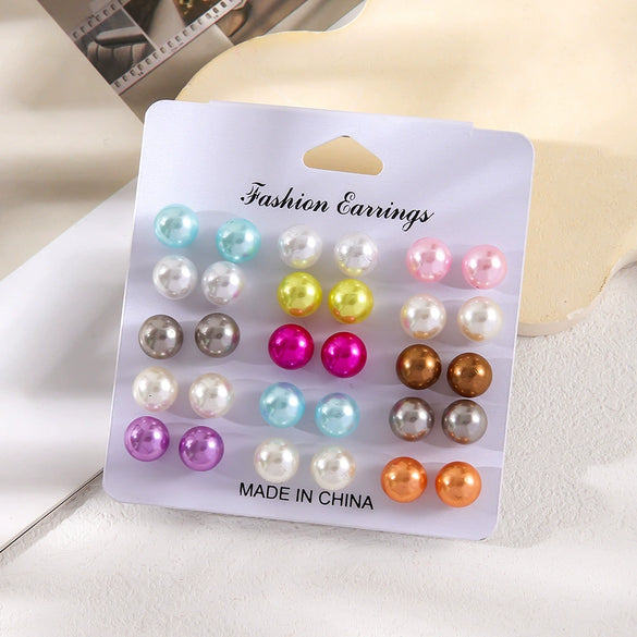 Wholesale Simple Geometric Imitation Pearl Earrings For Women With Electroplating Design