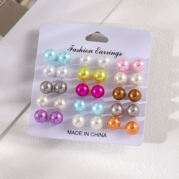 Wholesale Simple Geometric Imitation Pearl Earrings For Women With Electroplating Design