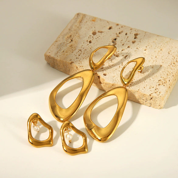 Wholesale Simple Geometric Irregular Triangle Stud Earrings For Women Stainless Steel With Electroplating Process