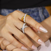 Wholesale Simple Geometric Irregular Xshaped Titanium Steel Electroplated 18K Gold Diamond Ring For Women