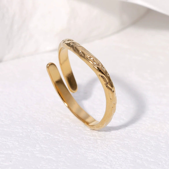 Wholesale Simple Geometric 18K Gold Plated Stainless Steel Adjustable Irregular Rings For Women