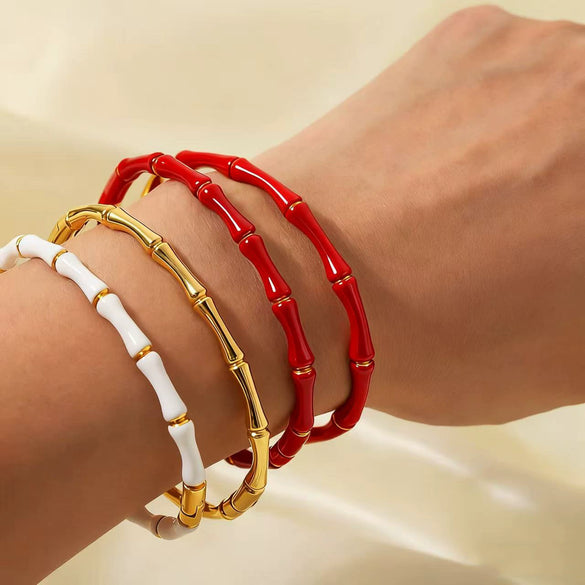 Wholesale Simple Geometric Oil Dripping Stainless Steel And Titanium Steel Bracelets