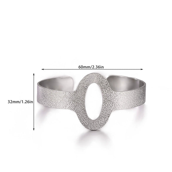 Wholesale Simple Geometric Open Circle Electroplated Stainless Steel Titanium Steel Metal Silver Bracelet