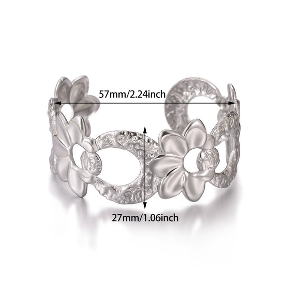 Wholesale Simple Geometric Open Circle Electroplated Stainless Steel Titanium Steel Metal Silver Bracelet