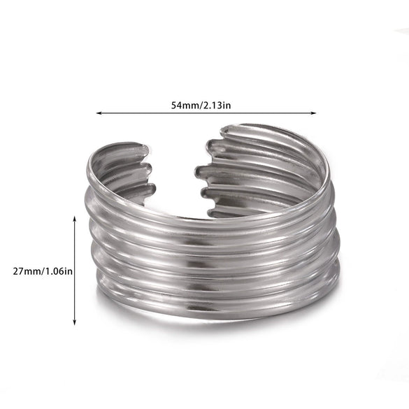 Wholesale Simple Geometric Open Circle Electroplated Stainless Steel Titanium Steel Metal Silver Bracelet