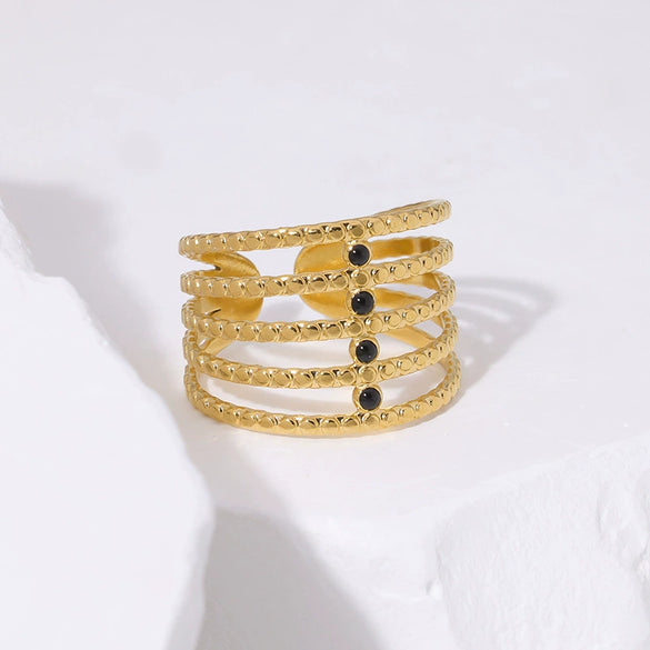 Wholesale Simple Geometric Open 18K Goldplated Stainless Steel Ring For Women