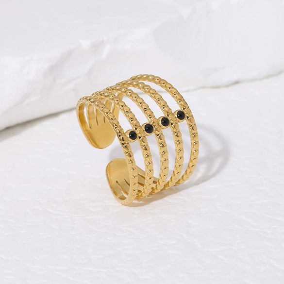 Wholesale Simple Geometric Open 18K Goldplated Stainless Steel Ring For Women