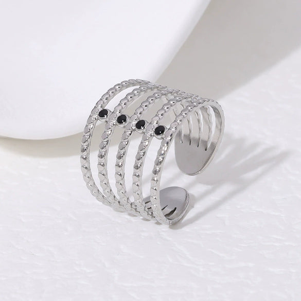 Wholesale Simple Geometric Open 18K Goldplated Stainless Steel Ring For Women