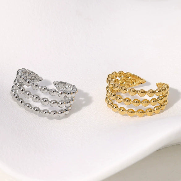 Wholesale Simple Geometric Open Ring In Stainless Steel With Electroplating Treatment